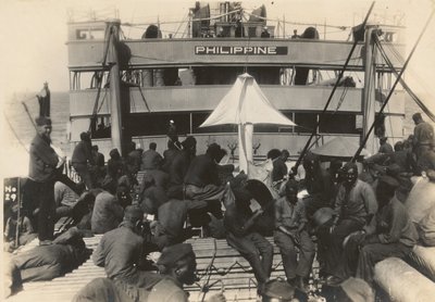 Pionier-Infanteriebataillon auf dem Truppenschiff U.S.S. Philippine aus dem Hafen von Brest, Frankreich, 18. Juli 1919 von American Photographer