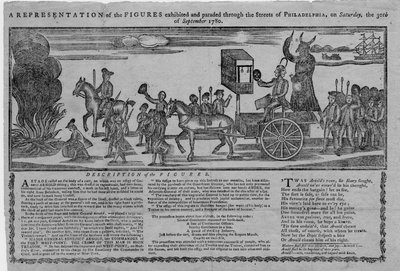 Eine Darstellung der Figuren, die am Samstag, dem 30. September 1780, durch die Straßen von Philadelphia ausgestellt und paradiert wurden von American School