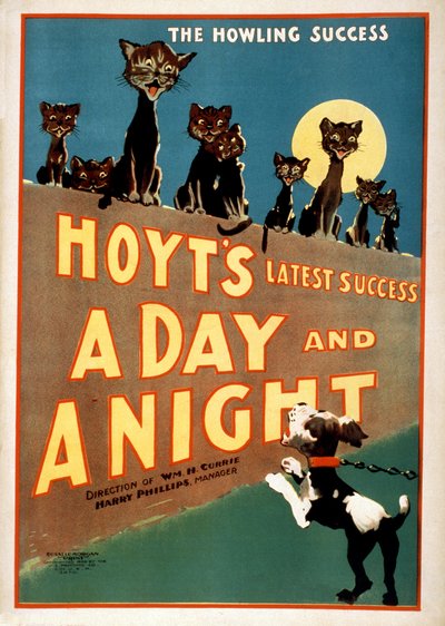 Werbung für Charles Hoyts A Day and a Night, veröffentlicht 1899 von American School