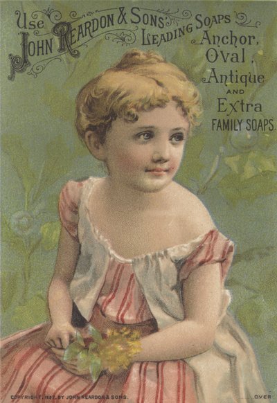 Werbung für John Reardon & Sons Leading Soaps: Anchor, Oval, Antique und Extra Family Soaps, ca. 1887 von American School