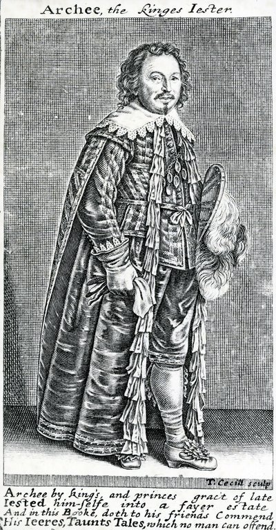 Archee, der königliche Narr, ein Porträt von Archibald Armstrong, von Thomas Cecill, 1639-1640 von American School