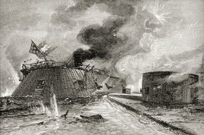 Schlacht zwischen der Monitor und Merrimac im Jahr 1862, aus 