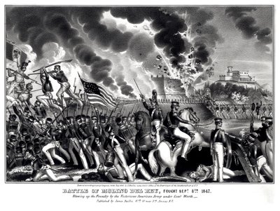 Schlacht von Molino del Rey, gekämpft am 8. September 1847, veröffentlicht von James Baillie, 1848 von American School