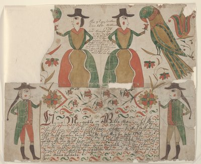 Geburts- und Taufurkunde für Anna Margräta Willeman, Frakturmalerei, ca. 1810 von American School