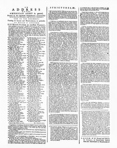 Flugblatt mit einer Ansprache an die amerikanische Armee, Salem, 1775 von American School