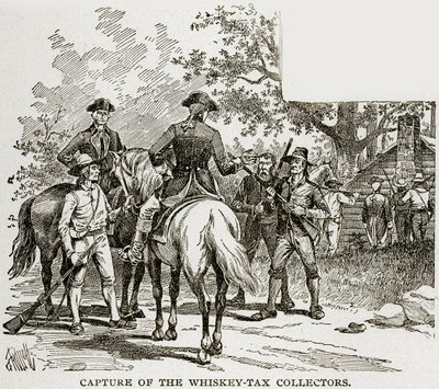 Gefangennahme der Whiskey-Steuereintreiber, Illustration aus Columbus und Columbia, ca. 1893 von American School