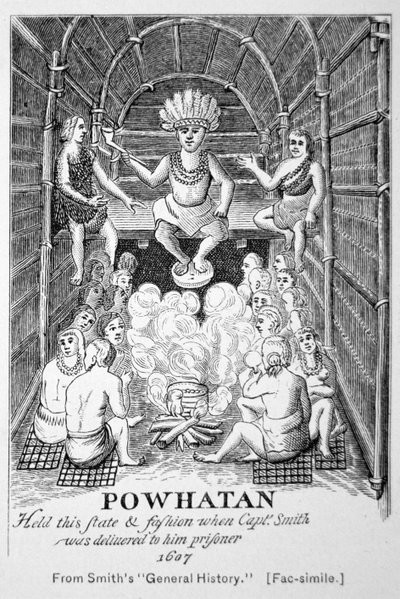 Häuptling Powhatan, wie er 1607 erschien, aus Smiths 