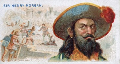 Zigarettenkarte Sir Henry Morgan, Eroberung von Panama, aus der Serie Pirates of the Spanish Main (N19), veröffentlicht 1888 von American School