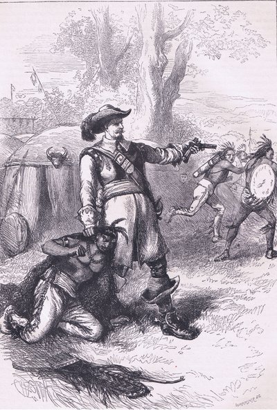 Colonel Atherton und die Indianer 1661, Illustration aus Cassell