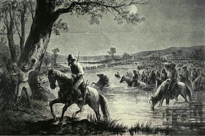 Konföderierten-Armee überquert Furten des Potomac River während der Invasion von Maryland im Jahr 1862 von American School