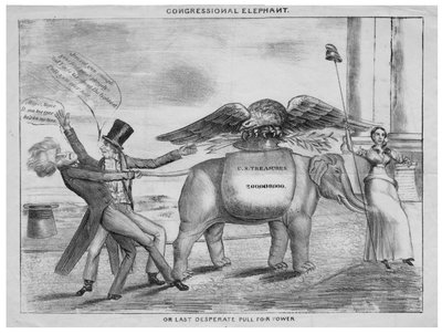 Kongress-Elefant, oder, Letzter verzweifelter Machtkampf, ca. 1832 von American School