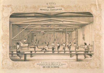 Dr. Richs Institut für Leibeserziehung, graviert und veröffentlicht von Wm. Endicott & Co, New York, 1850 von American School