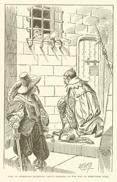 Earl of Strafford erhält Lauds Segen auf dem Weg zur Hinrichtung (1641) (Gravur) von American School