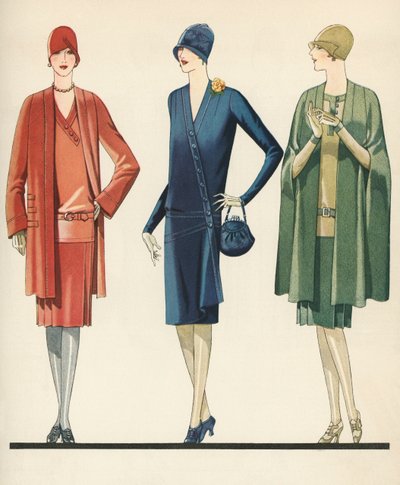 Flapper in Kleidern und Mänteln von American School