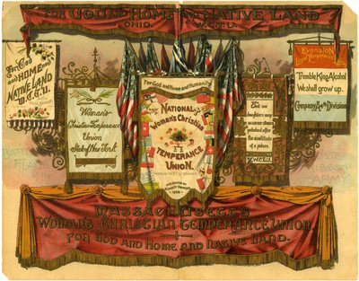 Für Gott und Heimat und Vaterland... Frauenchristliche Mäßigkeitsunion, Schlachtflaggen der Weißen Bänder Armee, 1885 von American School