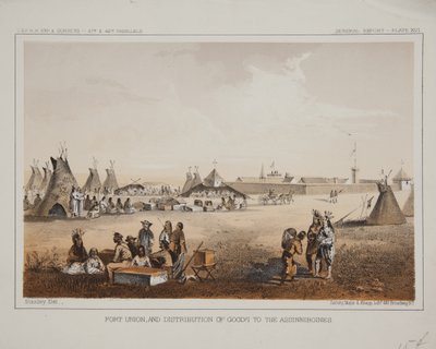 Fort Union und Verteilung von Waren an die Assinniboines von American School
