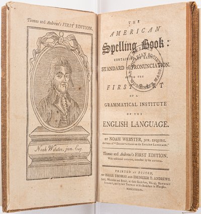 Frontispiz aus "The American Spelling Book" von Noah Webster, Boston, 1789 von American School