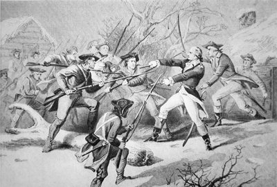 General Anthony Wayne versucht, eine Meuterei der Pennsylvanischen Truppen aus Morristown am Neujahrstag 1781 zu unterdrücken von American School