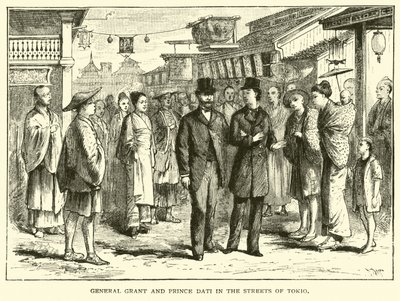 General Grant und Prinz Dati in den Straßen von Tokio von American School