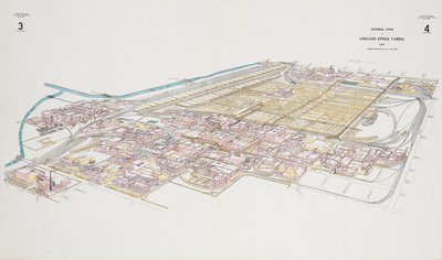 Gesamtansicht der Chicago Stock Yards von American School
