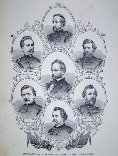 General William Tecumseh Sherman (1820-91) und einige seiner Kommandeure der Unionsarmee von American School