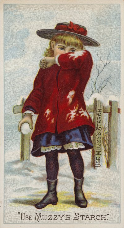 Mädchen mit Schneeball in der Hand schützt Gesicht von American School