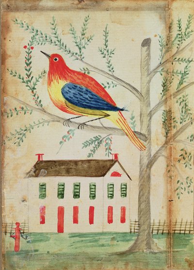 Haus und Vogel in einem Baum von American School