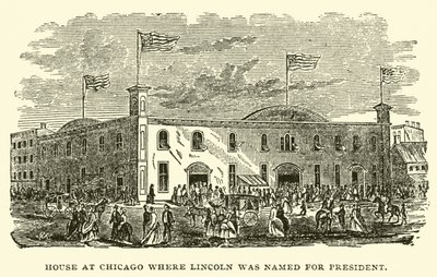 Haus in Chicago, wo Lincoln zum Präsidenten ernannt wurde von American School