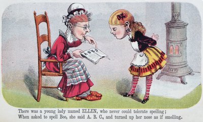 Illustration aus Ellen, ein Reim in Nonsense for Girls, ein Heft veröffentlicht von McLoughlin Brothers, New York, 1874 von American School