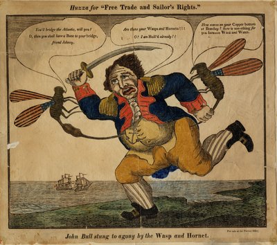John Bull von der Wespe und Hornisse zu Tode gestochen von American School