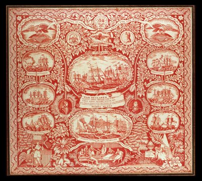 Taschentuch zur Erinnerung an die Siege des Krieges von 1812, ca. 1815 von American School
