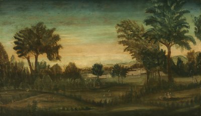 Landschaft mit Gebäuden, spätes 18. Jahrhundert von American School