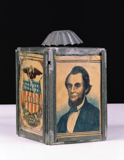 Lincoln-Laterne, verwendet für die Präsidentschaftskampagne, 1864 von American School