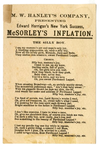 M.W. Hanleys Col präsentiert Edward Harrigans neuesten N.Y. Erfolg, McSorleys Inflation von American School