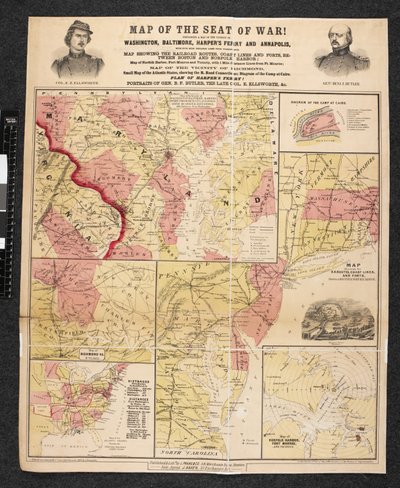 Karte des Kriegsschauplatzes. Enthält eine Karte der Umgebung von Washington, Baltimore, Harper