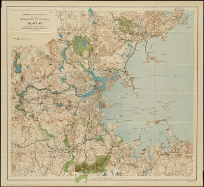 Karte des Stadtbezirks von Boston, Massachusetts: zeigt lokale öffentliche Reservate und Bestände der Metropolitan Park Commission, 1901 von American School