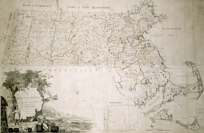 Karte des Staates Massachusetts, 1801 von American School