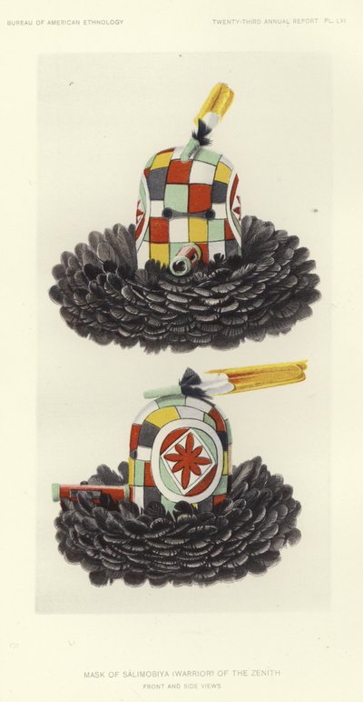 Maske von Salimobiya (Krieger) des Zenits - Vorder- und Seitenansicht von American School