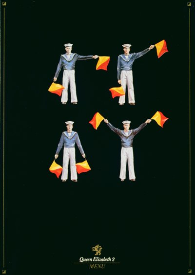 Menüdeckblatt von der QE2 von American School