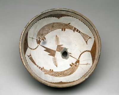 Mogollon-Schale mit zwei gehakten Fischen, Stil II, 1025-1150 von American School