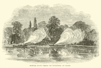 Mörserboote beschießen Vicksburg bei Nacht, Juli 1862 von American School