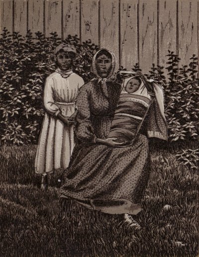 Niagarafälle: Indianerfamilie (Lithografie) von American School