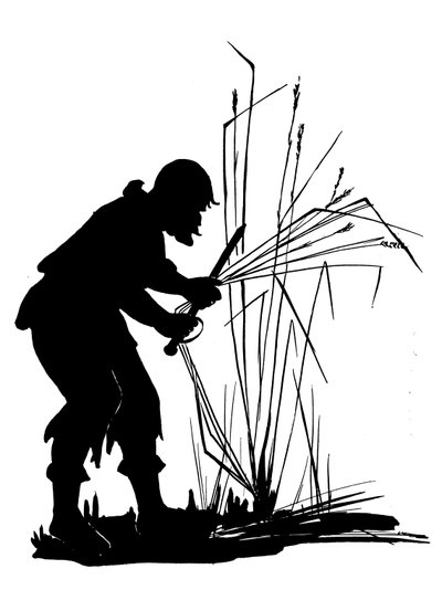 Eines von einer Reihe von Robinson Crusoe Silhouetten von American School