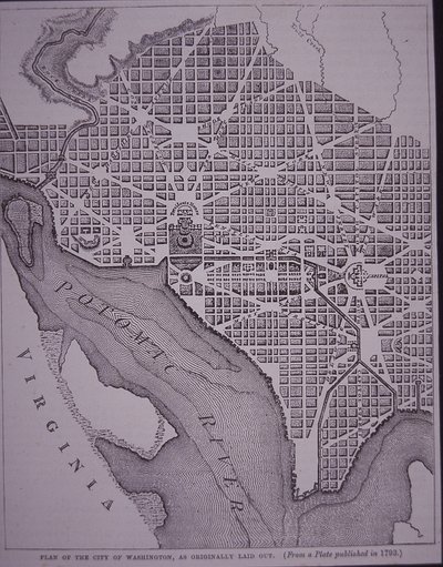 Plan der Stadt Washington DC, entworfen von Major Pierre Charles L
