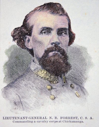 Porträt von Generalleutnant Nathan B. Forrest (1821-77) von American School