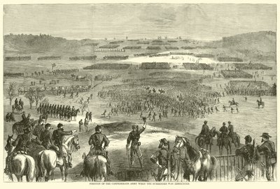 Position der konföderierten Armee bei der Kapitulationsankündigung, April 1865 von American School