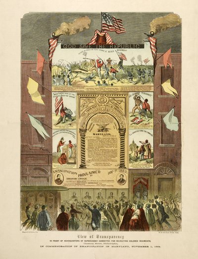 Plakat zur Feier der "Emanzipation in Maryland, 1. November" von American School