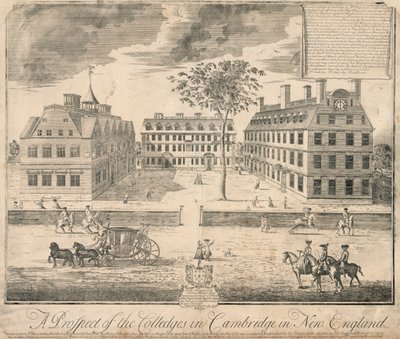 Harvard University um 1700 (Stich) von American School