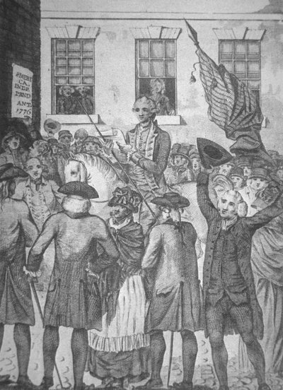 Verlesung der Unabhängigkeitserklärung an die Öffentlichkeit im Jahr 1776 von American School