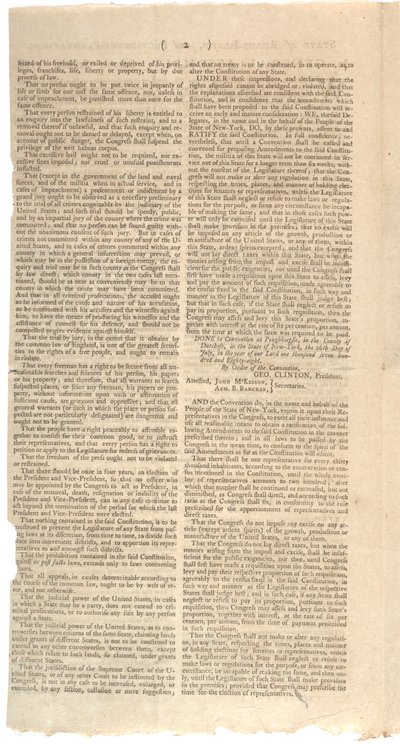 Resolutionen zur Drucklegung des NYS-Vorschlags für Verfassungsänderungen, Oktober 1788 von American School